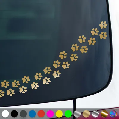 Produktbild von PantherPixel Hundepfoten Aufkleber Tiere Tatzen Katzenpfoten Sticker Auto Geschenkidee Farbe Gold