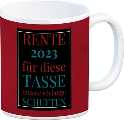 Produktbild von Rente 2023 Kaffeebecher eine bunte Tasse für Rentner in rot