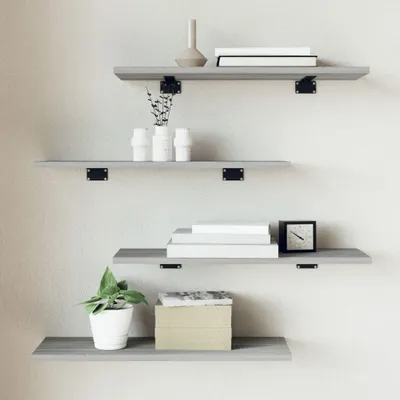 Productafbeelding van Wandplanken, 4 stuks, grijs Sonoma, 60x20x1,5 cm, houtvezelplaat