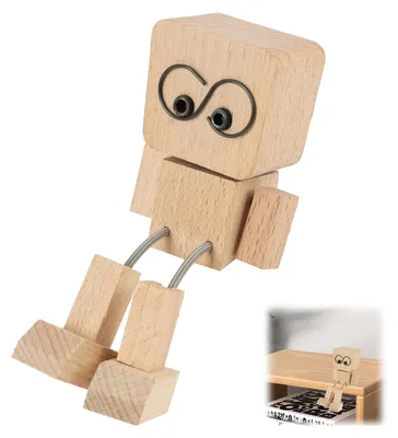 Productafbeelding van Wobbelende houten figuur - Handgemaakt wobbelobject voor dashboard en bureau - Natuurlijk hout