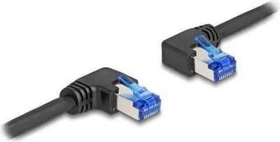 Produktbild von Delock RJ45 Netzwerkkabel Cat.6A S/FTP rechts / links gewinkelt 2 m schwarz