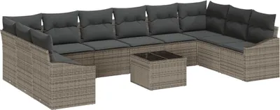Immagine prodotto di vidaXL Set di divani con cuscini 11 pezzi in polirattan grigio