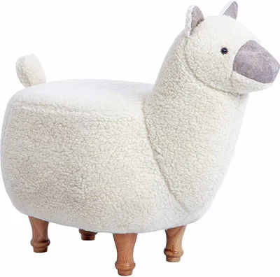 Produktbild von Tierhocker ALPAKA weiß Kinderhocker Holz natur Lama