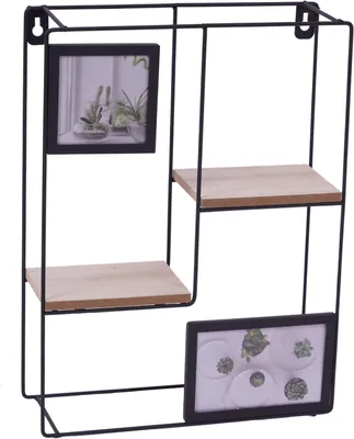 Obrázok produktu pre Nástenná polica s fotorámikmi KIVORA 40x30 cm, čierna