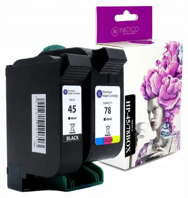 Produktbild von Inkdigo Tinte 45 XL 78 XL für HP DeskJet 1100c, 1180c, 1220c, 1280 – Schwarz/Color, 95 ml,, KI-generiertes Bild