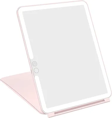 Produktbild von Make-up-Spiegel mit Lichtern 2000 mAh USB wiederaufladbar 3 Farben verstellbar Touchscreen 72 LED-Leuchten kompakter Reisespiegel Geschenk für Mädchen