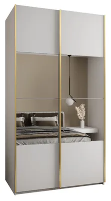 Produktbild von Zweitüriger Kleiderschrank SAMARA 4 – 140 cm, weiß/gold