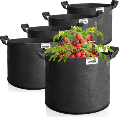 Produktbild von COM-FOUR® 5x Pflanzsack je 95 L für Kartoffeln - Tomaten-Kübel mit Griffen - Pflanztasche - Pflanztopf Tomaten - Pflanzenschutzsack