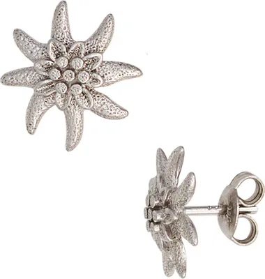 Produktbild von JOBO Ohrstecker Edelweiß 925 Sterling Silber rhodiniert teilmattiert Ohrringe