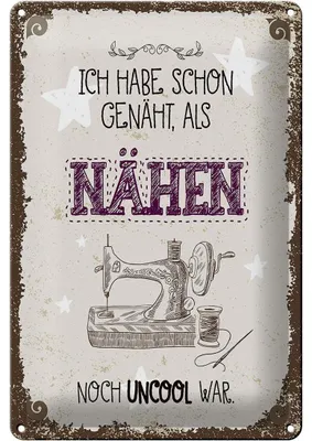 Produktbild von Blechschild NÄHEN habe schon genäht als, 30x20 cm, Blechschilder Spruch Nähmaschine