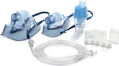 Produktbild von Omnibus Zubehör für Inhaliergerät Maske für Kinder und Erwachsene Vernebler Luftschlauch Mundstück Filter Blau