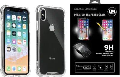 Image de Housse blindée + film blindé 9H Verre de protection Bumper Housse de protection Housse en silicone Coque blindée en transparent compatible avec Huawei P30 Lite