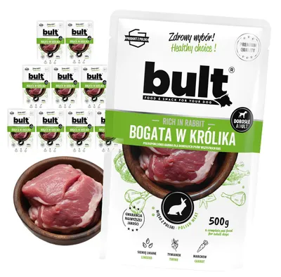 Produktbild von Bult | Feuchte Nahrung für Hunde Kaninchen - 10x500g - 75% Fleisch - Feuchtigkeitsspendend - Hundefutter