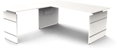 Produktbild von Schreibtisch Form4 180 Wangen-Gestell 180x80x68-76cm / Anbau 100x60cm weiß