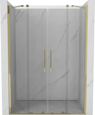 Produktbild von Mexen Velar Duo ausziehbare Duschtür 160 cm, transparent, Gold - 871-160-000-02-50