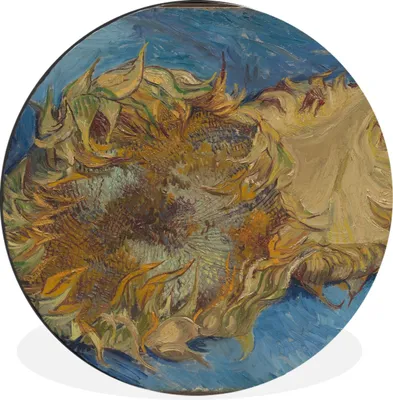 Produktbild von MuchoWow® Aluminium Wandkreis Sonnenblumen - Vincent van Gogh Ø 60 cm Wanddeko Modern Wohnzimmer - Wand Kreis - Wandbild - Schlafzimmer - Aluminium Bild - Kinderzimmer - Wohnzimmer Dekoration - Wandschmuck