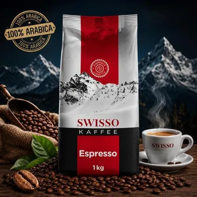 Image de Swisso Kaffee Espresso 1 kg – café en grains intense et aromatique