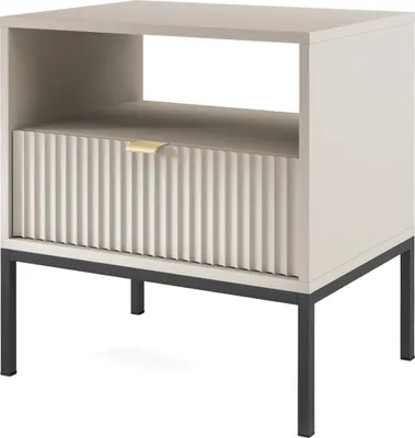 Produktbild von BETTSO Nachttisch für Schlafzimmer NOVA Kaschmir mit Schwarz Beine