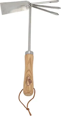Produktbild von Esschert Design Hand-Doppelhacke - Edelstahl & Eschenholz