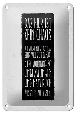 Produktbild von Blechschild Spruch Wohnung hier ist kein Chaos 12x18cm Dekoration