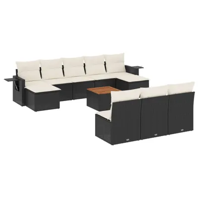 Produktbild von vidaXL 11-tlg. Garten-Sofagarnitur mit Kissen Schwarz Poly Rattan