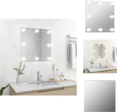 Image de vidaXL Miroir mural avec éclairage LED Carré verre - miroir