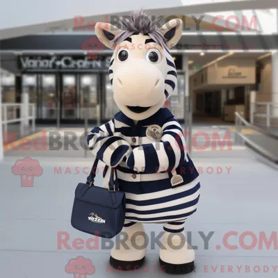 Produktbild von Marineblaues REDBROKOLY Zebra-Maskottchenkostüm mit Oberhemd und Handtaschen