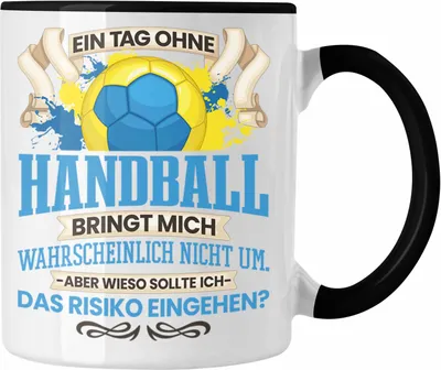 Produktbild von Trendation - Handball Tasse Geschenk für Handball-Spieler Spielerin Trainer Coach Lustiger Spruch Geschenkidee (Schwarz)