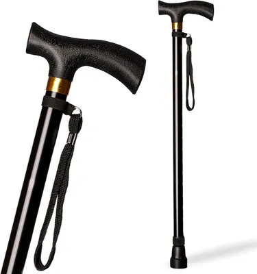 Immagine prodotto di Bastone da passeggio, altezza regolabile da 74 a 95 cm, in alluminio, colore nero, telescopico, ideale per camminare