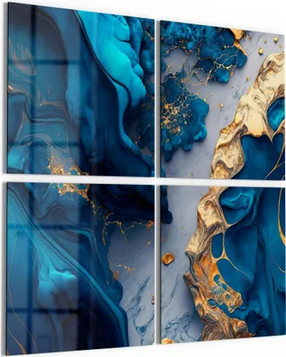 Produktbild von DEQORI Glasbild Echtglas 4x50x50 cm 'Goldene Tiefen' Wandbilder XXL groß