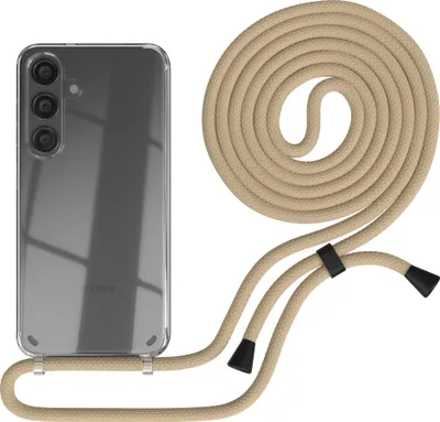 Produktbild von EAZY CASE Handykette kompatibel mit Samsung Galaxy S24, Handyhülle mit Umhängeband, Handykordel, Schutzhülle Clear, Band in Blau