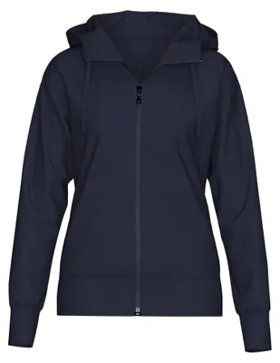 Obrázok produktu pre Dámska mikina s kapucňou a zipsom, značka Trigema, tmavomodrá, veľkosť XL
