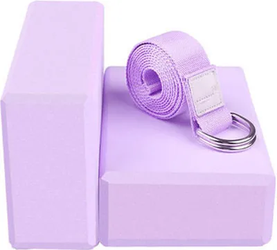 Produktbild von Yogaklötze 3er Set mit Yogagurt [183cm] - Yogaklötze aus Eva-Schaum - Yogaklötze für Yoga Anfänger und Fortgeschrittene(Violett)
