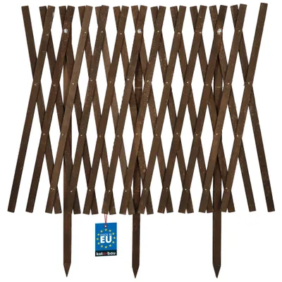 Produktbild von KOTARBAU® Ausziehbarer Gartenzaun aus Holz 140 x 80 cm Beeteinfassung Faltbare Beetumrandung Holzzaun für Garten Steckzaun Beetbegrenzung Holz Braun