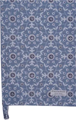 Produktbild von Krasilnikoff – Geschirrtuch KW13385 – Square Dance Flowers, blue / Square Dance Blumen, blau