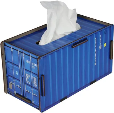 Image de Azomor : élégante boîte à mouchoirs bleue avec compartiment de rangement, en MDF