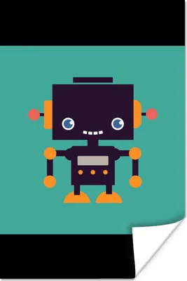 Produktbild von MuchoWow® Poster Roboter - Gesicht - Antenne - Blau - Jungen 120x180 cm - Kunstposter