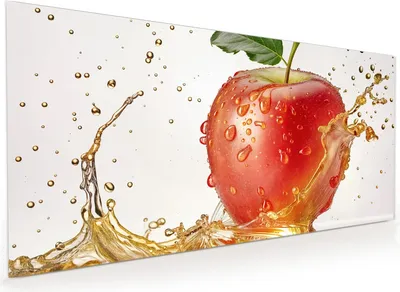 Produktbild von Küchenrückwand Spritzschutz Glas mit Motiv Spritziger Apfel 40 x 40 cm