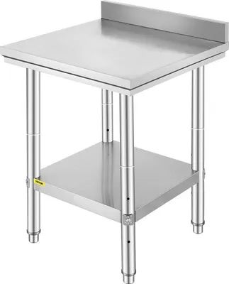 Zdjęcie produktu dla stół roboczy ze stali nierdzewnej 24x24, stół kuchenny, stół kuchenny z osłoną przeciwbryzgową, domek na żywność ze stali nierdzewnej