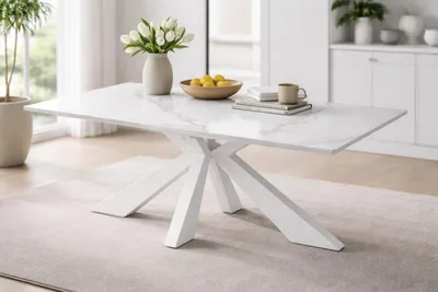 Produktbild von Couchtisch >Noah< in weiß, Keramik, Metall - 110x40x70cm (BxHxT)