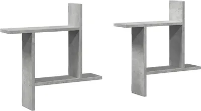 Obrázok produktu pre vidaXL Nástenné police 2 ks Betónová sivá 50x12x50 cm Materiál na báze dreva