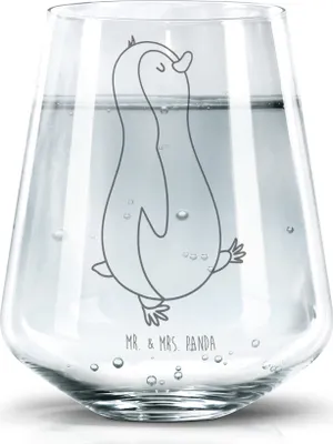 Produktbild von Mr. & Mrs. Panda Glas Pinguin marschieren - Transparent - Geschenk, Wasserglas, Spazieren, Trinkglas, Trinkgefäß, Tumbler, Stolz, Pinguine, Familie, Becherglas