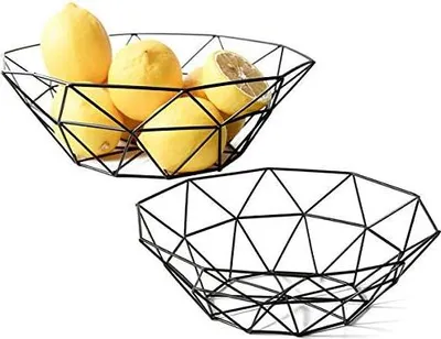 Produktbild von Kingrol 2 Stück Metall Obstschale, Aufbewahrungskörbe für Gemüse, Brot, Snacks, Potpourris