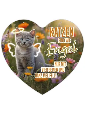 Produktbild von Herz Blechschild Katzen sind wie Engel HB029