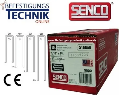 Image de Senco Q6774/44 mm Q19BXBB Agrafes galvanisées Protection incendie ETA SQS55 Eurocode 5 KL-39 5,0M