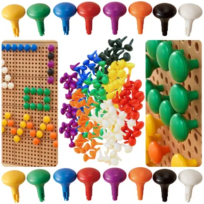 Produktbild von Masterkidz Bunte Jumbo-Heringe für Stielbrett, 128 Stück – 8 Farben