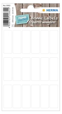 Produktbild von HERMA Haushalts-Etiketten HOME 12 x 34 mm weiß 108 Etiketten auf 6 Blatt