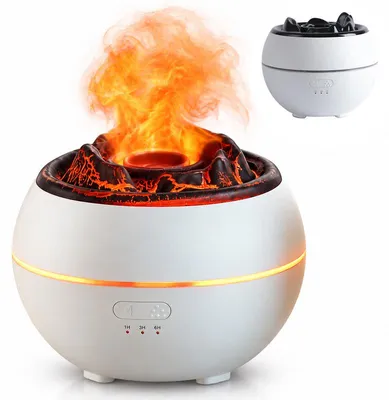 Produktbild von Diffuser Aroma für ätherische Öle, Vulkan Luftbefeuchter mit Kaltnebel, 7-farbiger Beleuchtung und Timer, Weiß