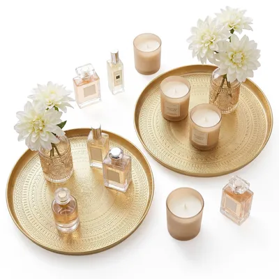 Image de Plateau rond, doré, de 34 cm, pour la décoration de table