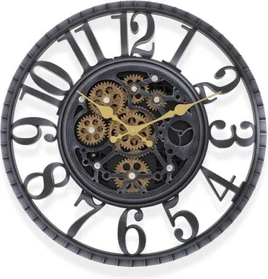 Productafbeelding van Wandklok Industrie - Bewegende tandwielen - Stille Quartz - Groot wijzerplaat 39,5 cm - Eyecatcher - Perfect voor woonkamer/kantoor - Wandklok